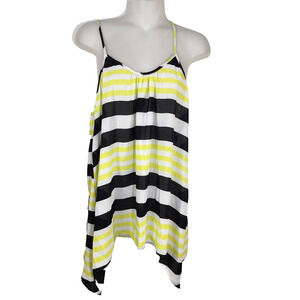 Studio Y Womens Tank Top Large Racerback Spaghetti Straps Striped Handkerchief